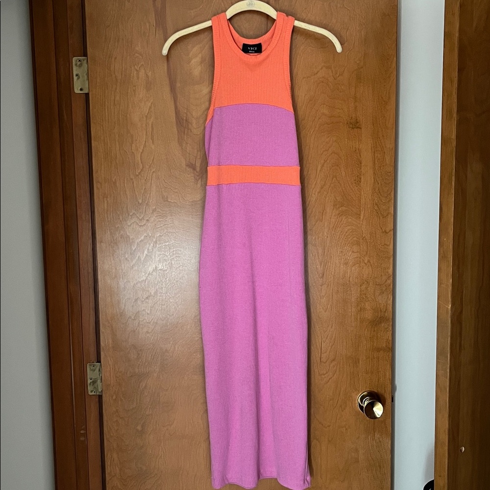 Vici Orange and Pink Colorblock Dress